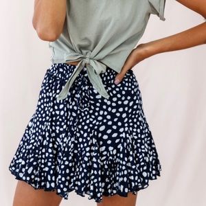 selfie leslie Robyn Flounce Floral Mini Skirt Navy